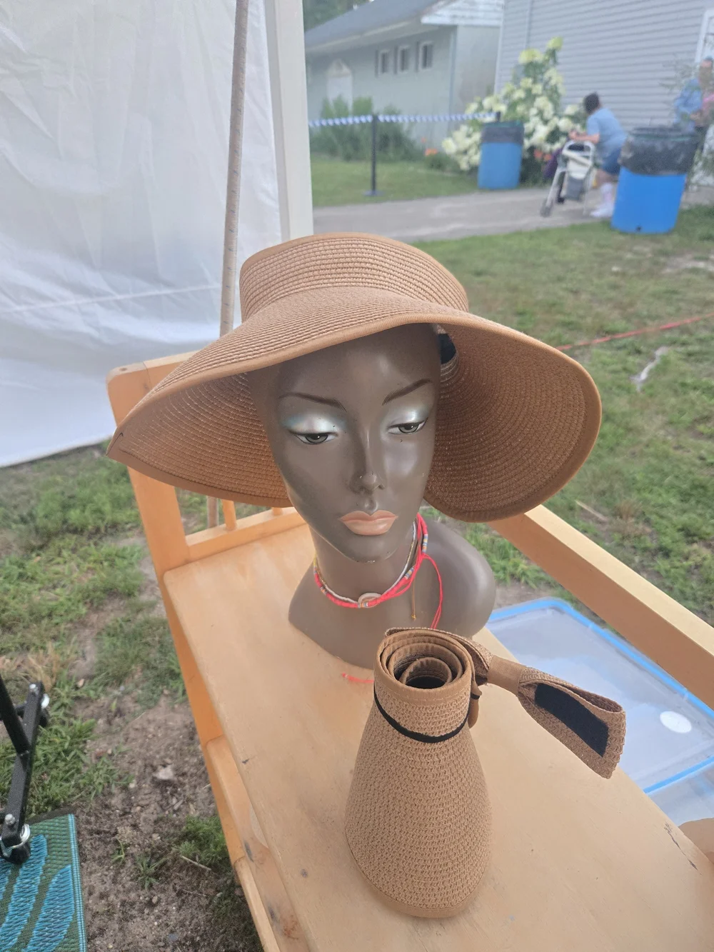 Women's Wide Brim Straw Sun Hat in Tan